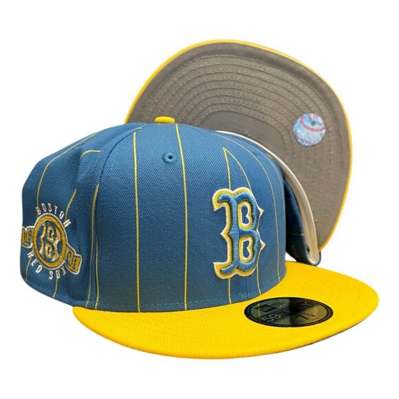 New Era Boston Red Sox Throwback Pinstripe 59FIFTY Fitted Hat Cap - Picture 1 of 9